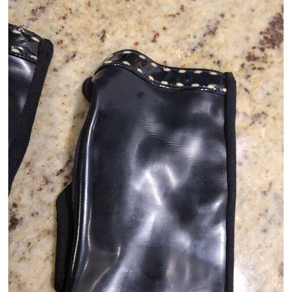 Vintage Size XS-S Black Patent Faux Leather Stretch Formal 8" Gloves Go Go - Picture 4 of 13